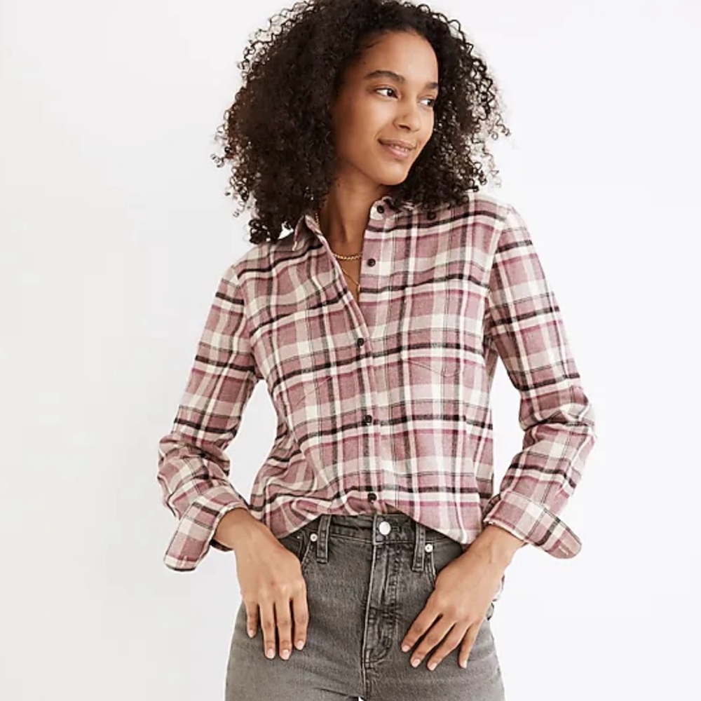 Madewell XL Plaid Flannel Classic Exboyfriend Coronado Shirt Faded Fig NC827